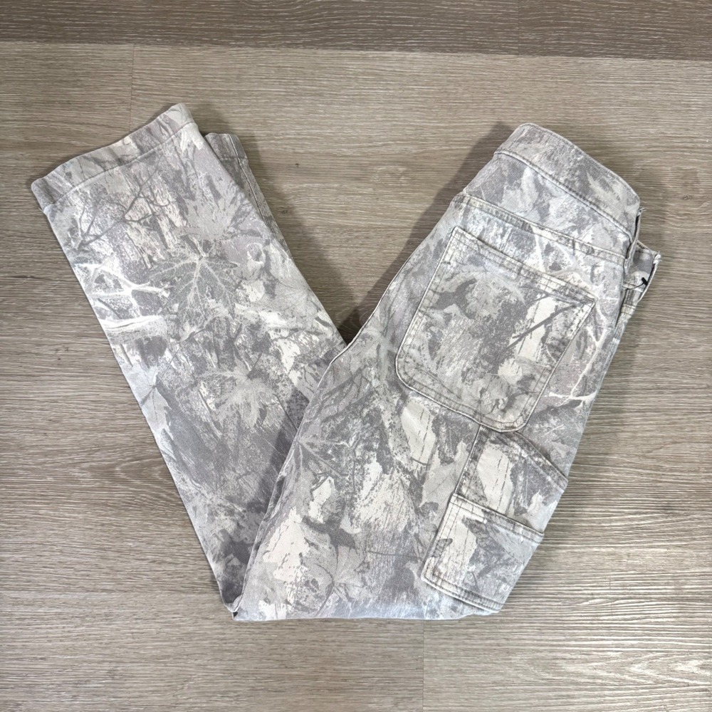 Hollister Loose Carpenter Pants Mens 28x28 Gray Camo Leaf Print Workwear